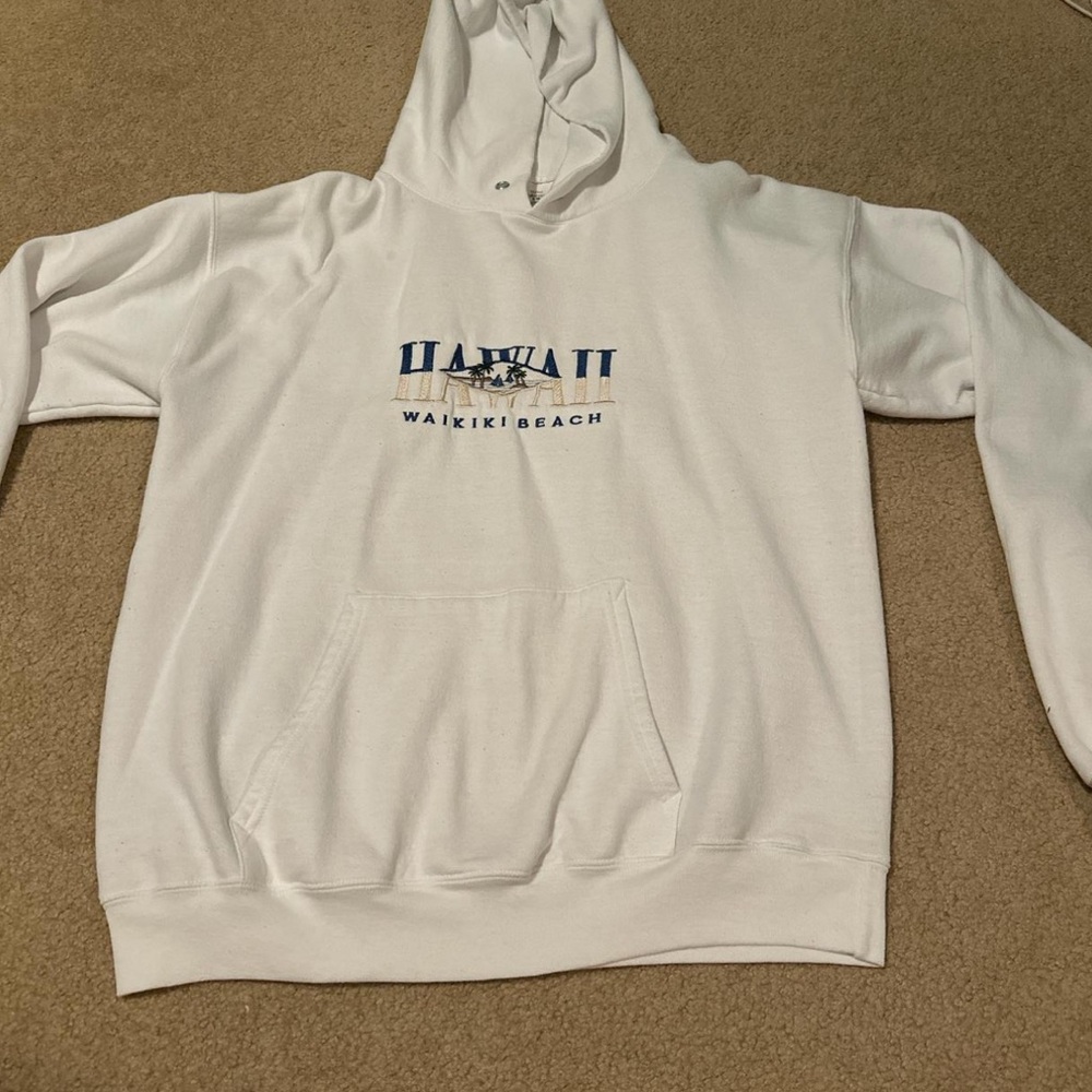 Hawaii Waikiki Beach White Hoodie
